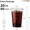 100 Pack 20 oz Disposable Plastic Cups with Lids and Straws, Clear Iced Coffee Cups for Cold Beverages, Smoothies, Iced Coffee, Leak-Proof, BPA-Free
